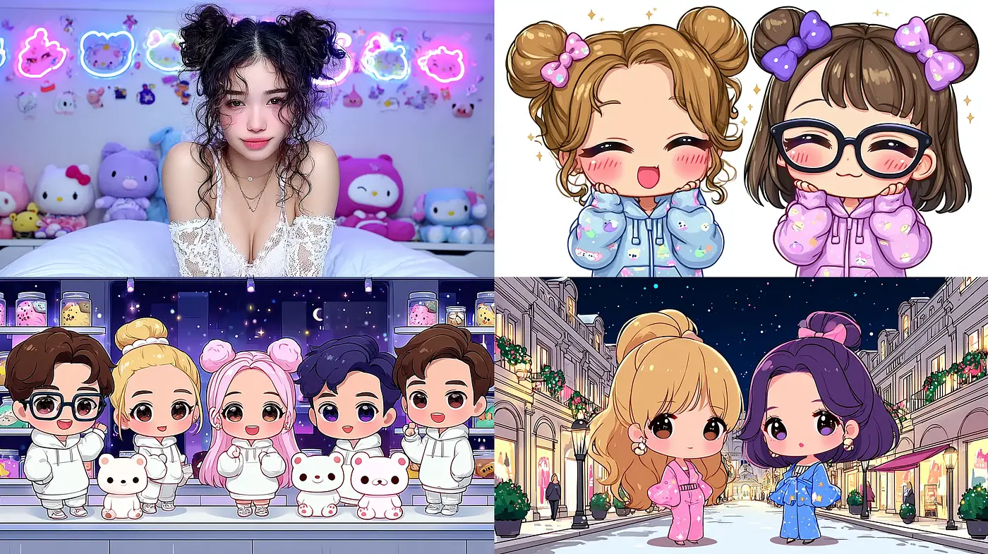Playful and Whimsical Kawaii Aesthetic with a Soft Touch - Midjourney sref style