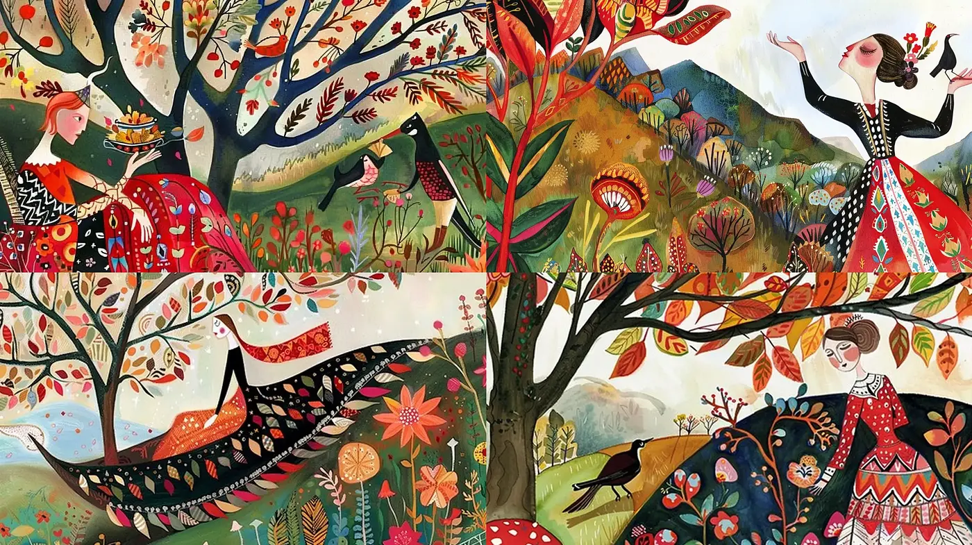 Enchanting Whimsical Storybook Illustration Sequence - Midjourney sref style