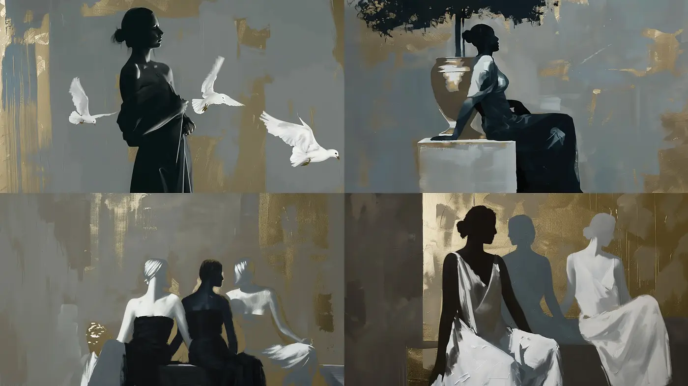 Elegant Monochromatic Minimalism with a Contemporary Twist - Midjourney sref style