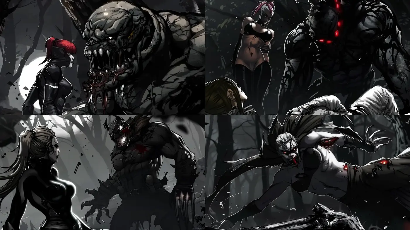 Gothic Shadows and Intense Contrasts: A Digital Art Homage to Dark Fantasy - Midjourney sref style