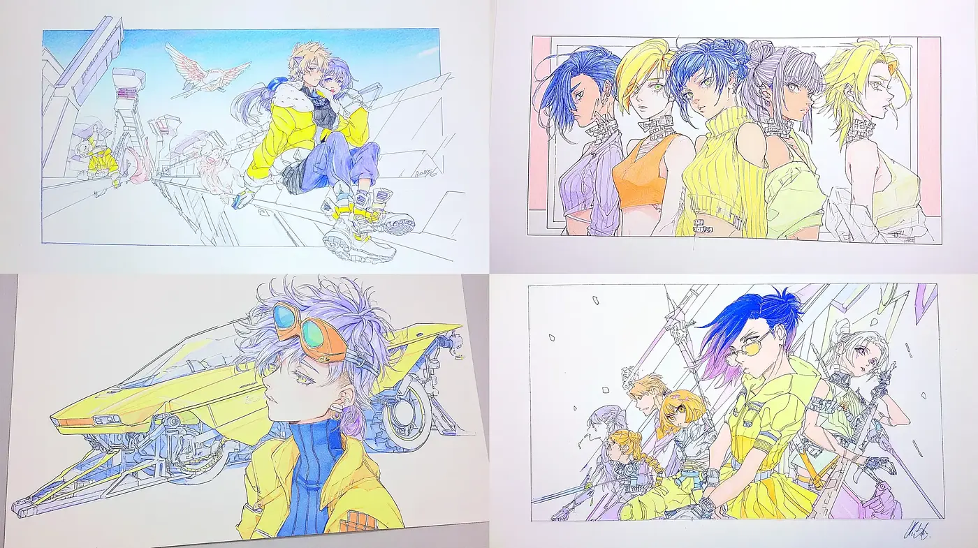 Dynamic and Colorful Cyberpunk Aesthetic with Manga Influences - Midjourney sref style