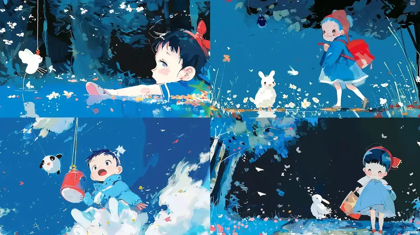 Whimsical Anime-Inspired Dynamic Splashes Art Style - Midjourney sref style