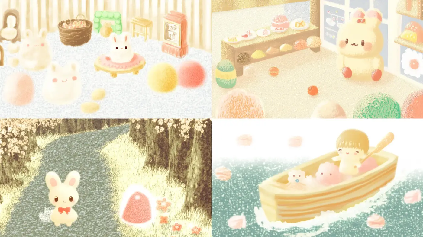 Soft-Hued Enchantment: A Whimsical Dream of Pastel Textures and Light - Midjourney sref style