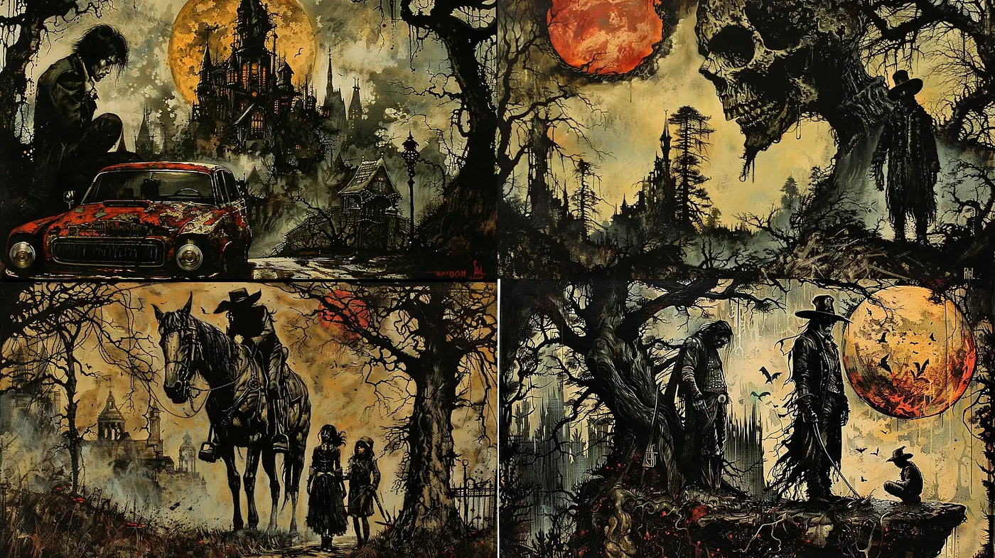 Eerie Nocturnal Hues Embracing Gothic Revival Themes - Midjourney sref style