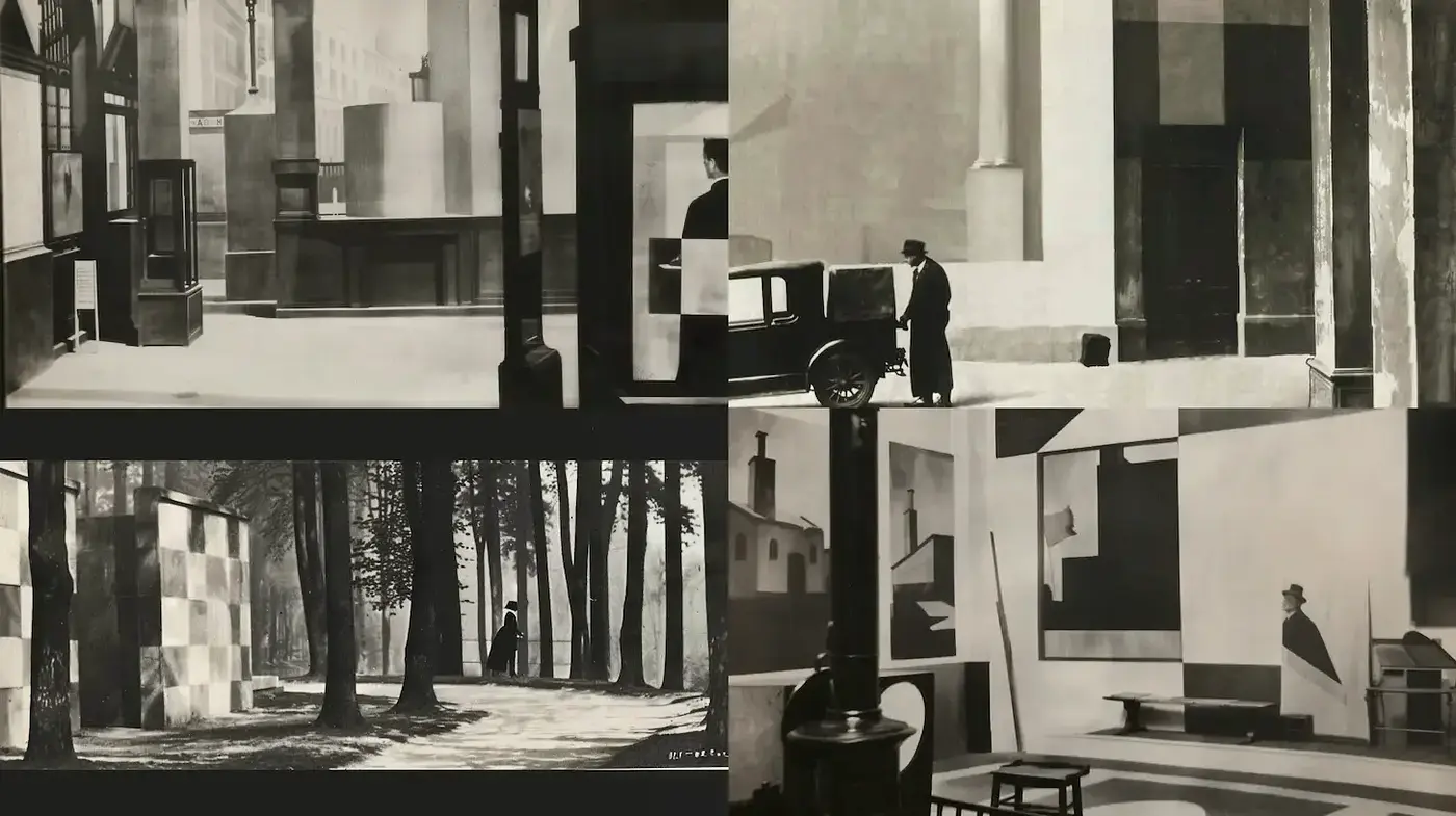 Exploring Architectural Simplicity and Geometric Abstraction with a Monochromatic Touch - Midjourney sref style