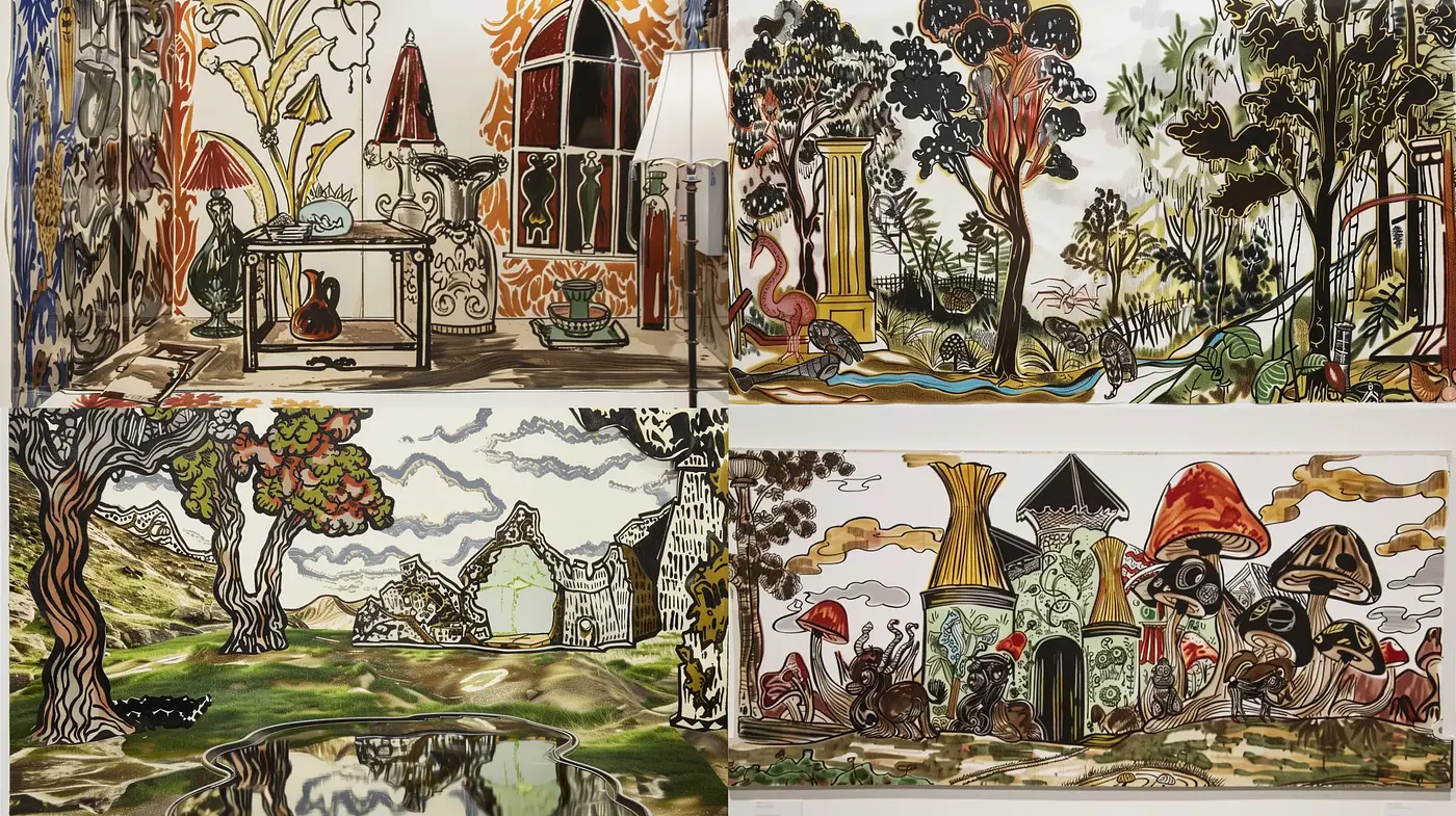 Surrealist Botanical Dreamscape: A Fusion of Organic Forms and Whimsical Structures - Midjourney sref style