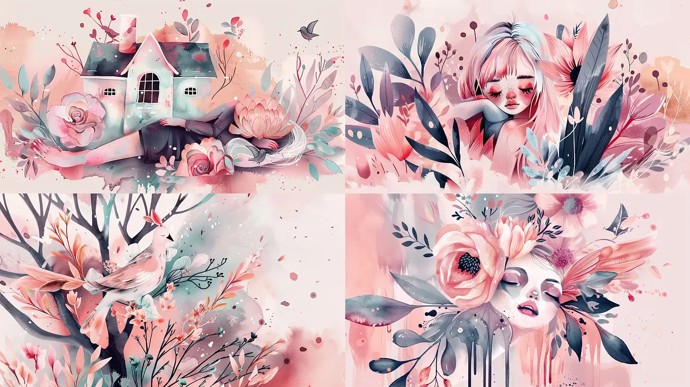 Pastel Dreamscape in Ethereal Watercolor Elegance - Midjourney sref style