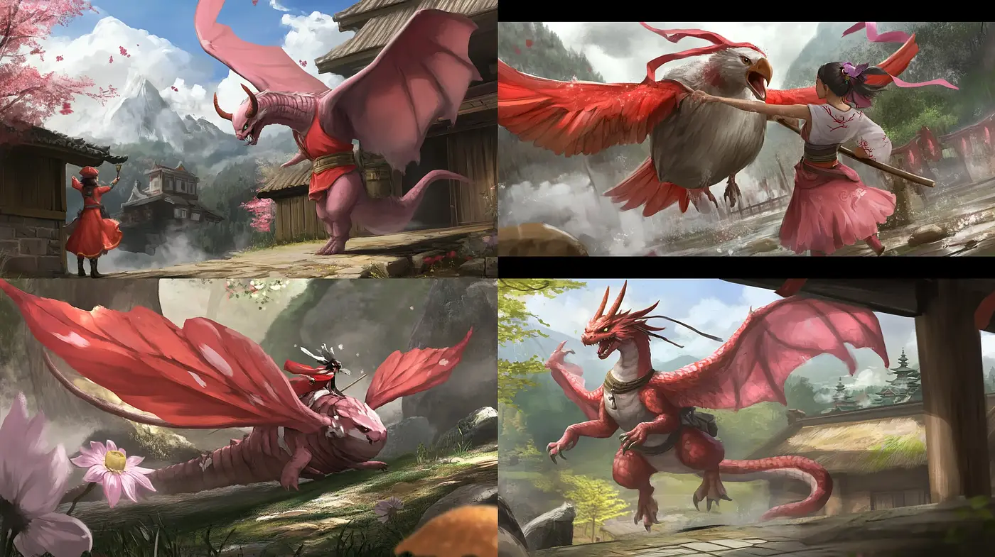 Mythical Elegance in Ethereal Tranquility: An Homage to Eastern Dragons and Serene Landscapes - Midjourney sref style
