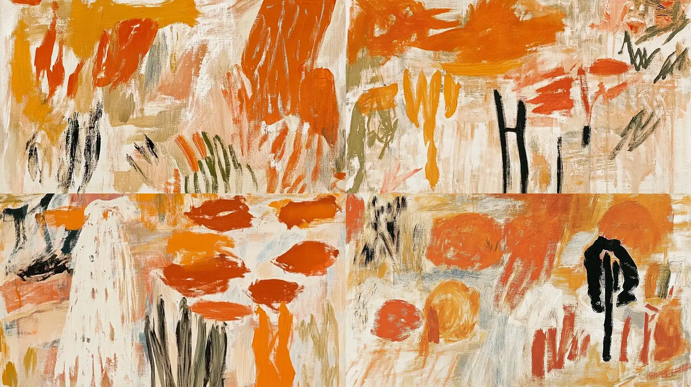 Warm Tonal Abstraction in Expressive Brushwork - Midjourney sref style