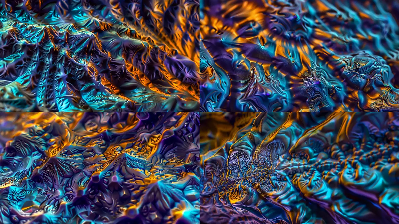 Psychedelic Dreamscape: A Vivid Encounter with Abstract Expressionism and Surreal Forms - Midjourney sref style