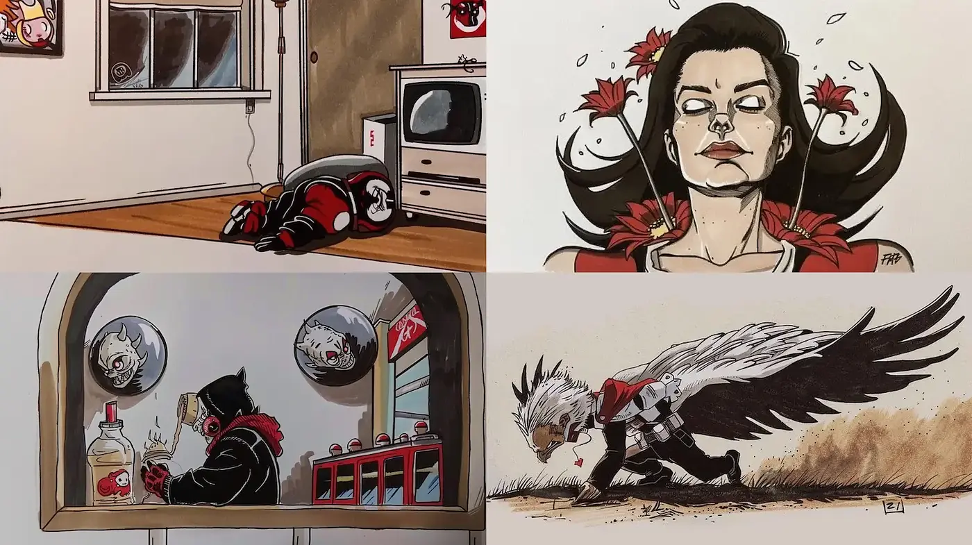 Eclectic Modern Illustrations with Urban Edge and Dynamic Energy - Midjourney sref style