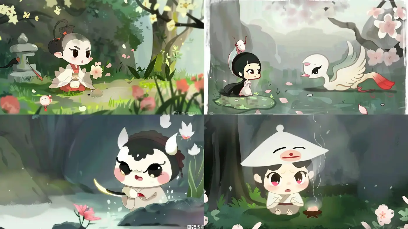 Enchanting Eastern Ink-Wash Animation Fusion - Midjourney sref style