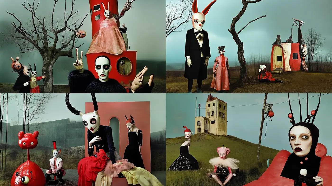 Surreal Paradox: A Homage to Theatrical Absurdity and Vintage Whimsy - Midjourney sref style