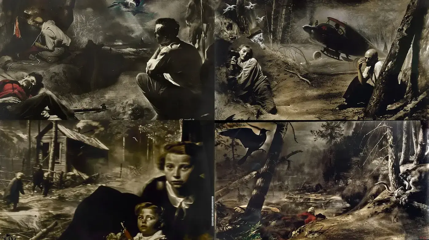 Surreal and Evocative Imagery with Vintage Undertones - Midjourney sref style