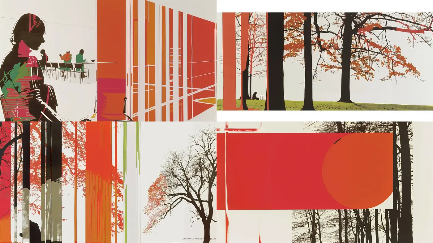 Autumnal Contrast with Abstract Geometrical Integration - Midjourney sref style
