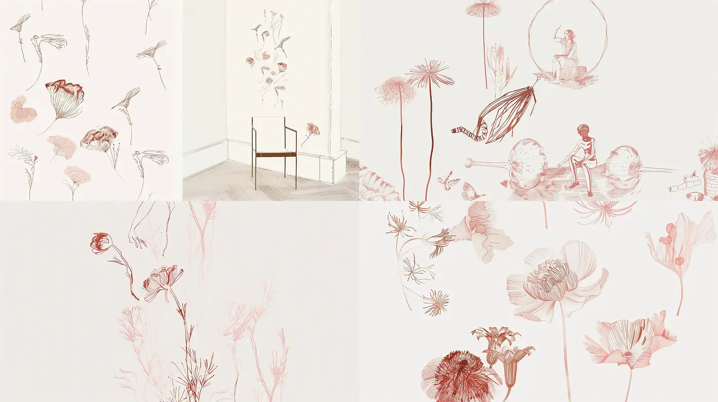 Ethereal Botanical Sketches with Whimsical Undertones - Midjourney sref style