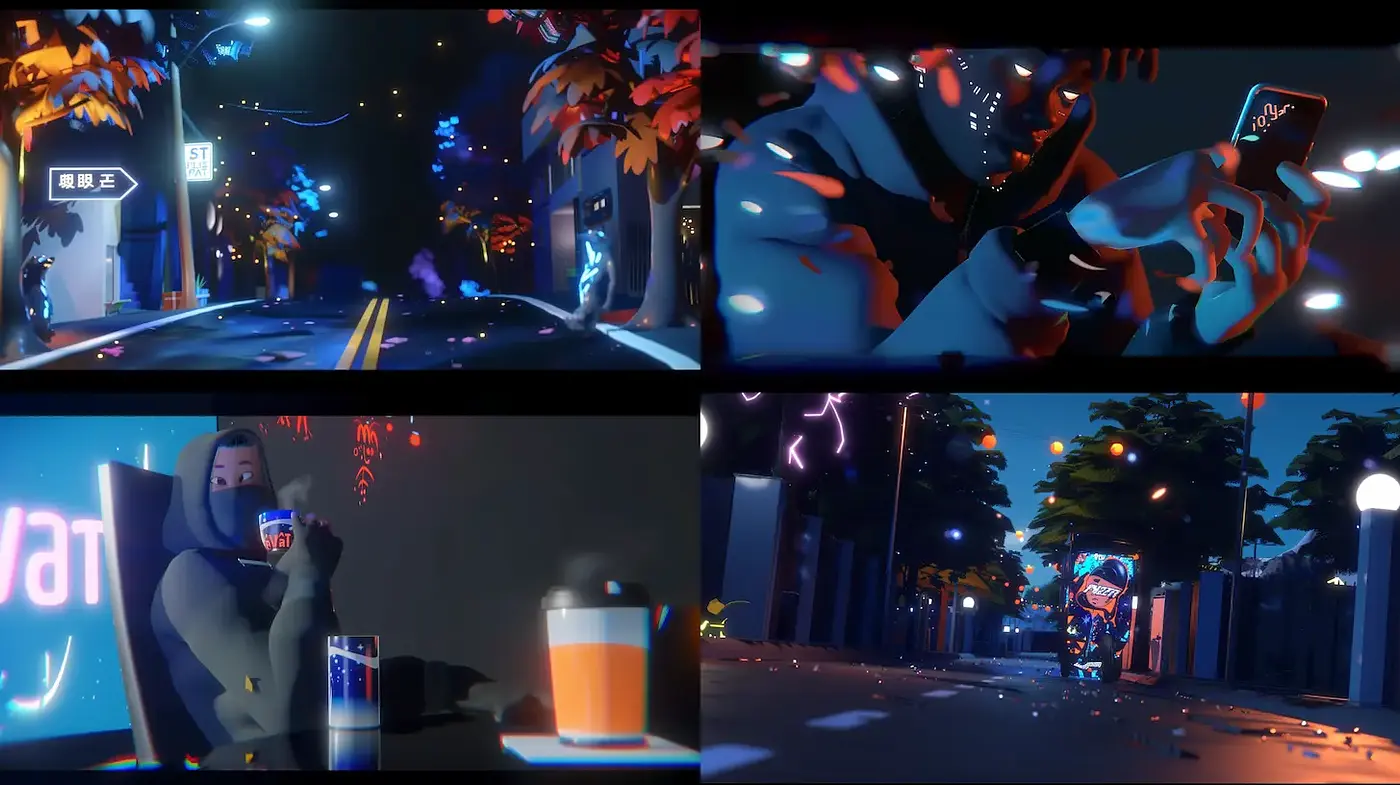 Futuristic Urban Digital Aesthetic with Neon Vibrancy - Midjourney sref style