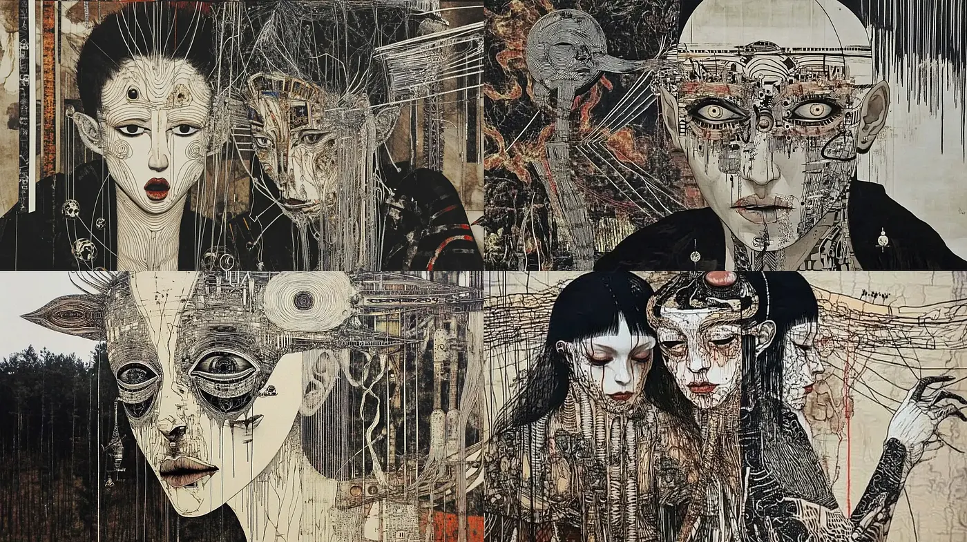 Ethereal Dystopian Sketchbook - Midjourney sref style