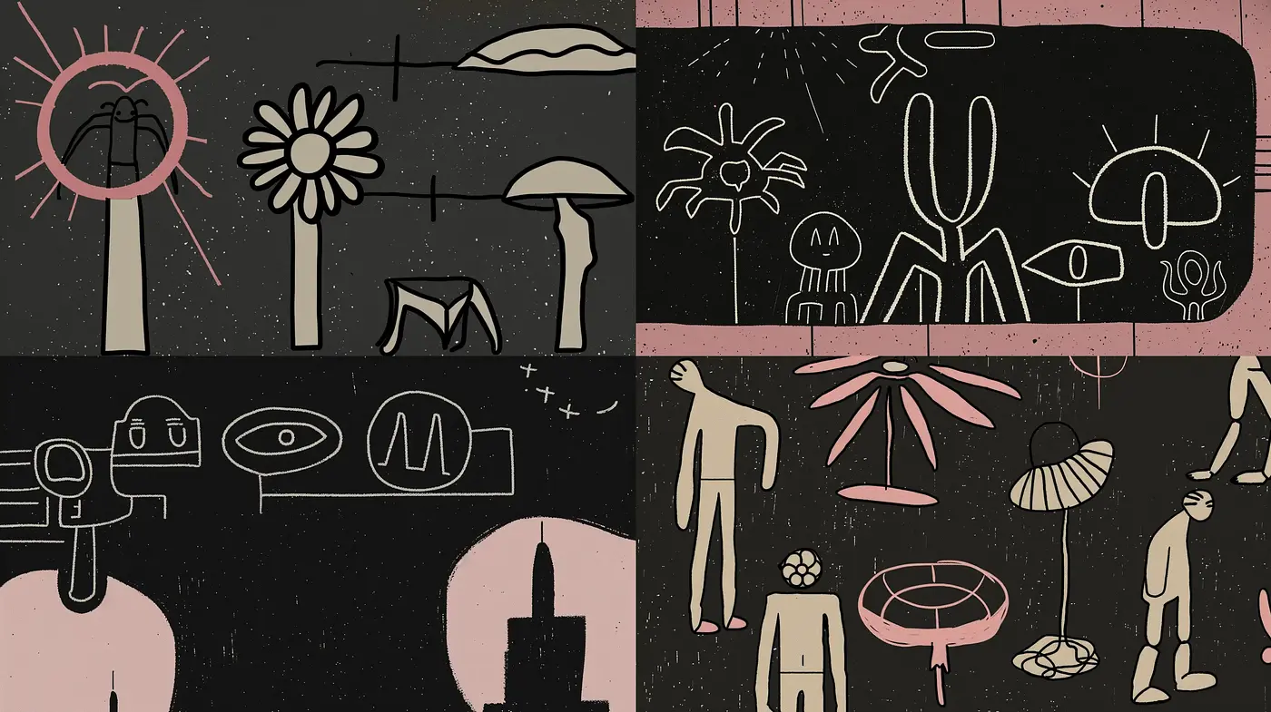 Abstract Retro Doodles with a Contemporary Twist - Midjourney sref style