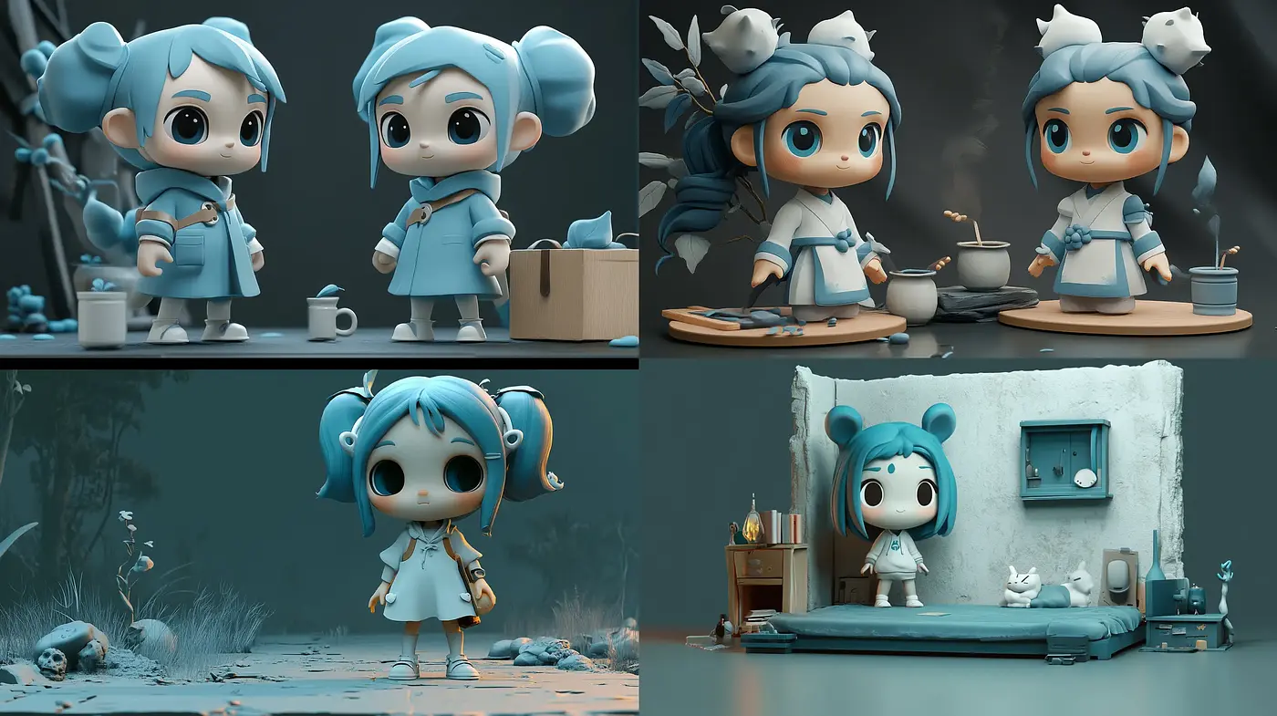 Whimsical Monochromatic Stylized Animation - Midjourney sref style
