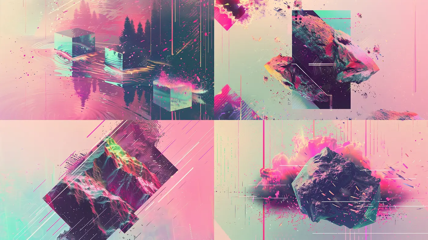 Synthetic Retrofuturism with Abstract Geometric Consistency - Midjourney sref style