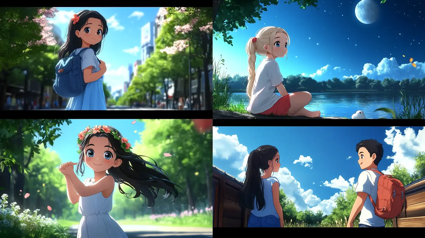 Serene Harmony of Anime Inspired Environments and Characters - Midjourney sref style