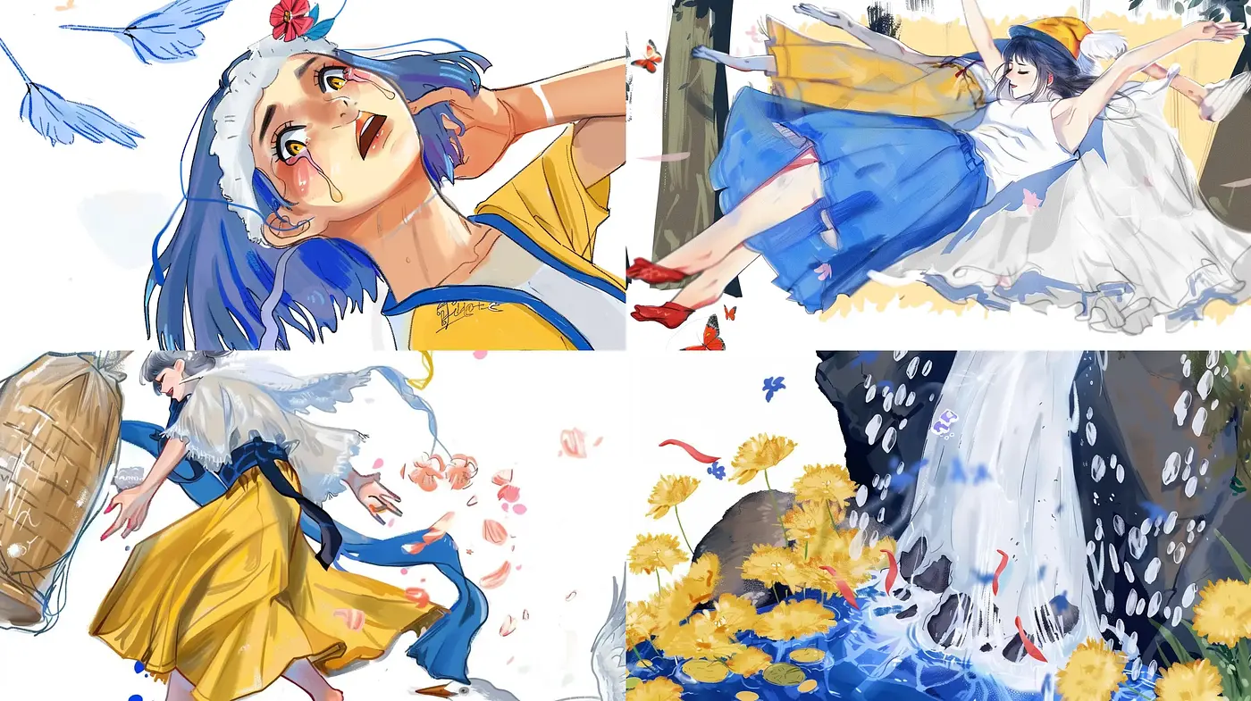 Ethereal Watercolor Dreamscapes with a Dynamic Anime Essence - Midjourney sref style