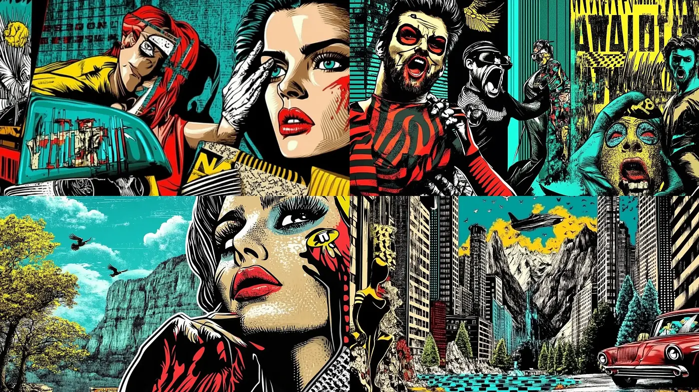 Vibrant Vintage Comic Book Aesthetics with Expressive Pop Art Influences - Midjourney sref style