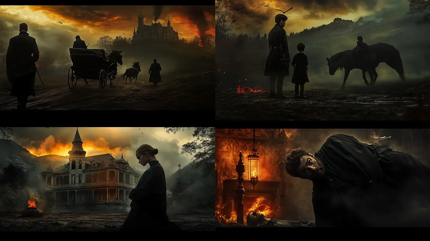 Gothic Reverie: Twilight Hues and Shadowed Silhouettes - Midjourney sref style