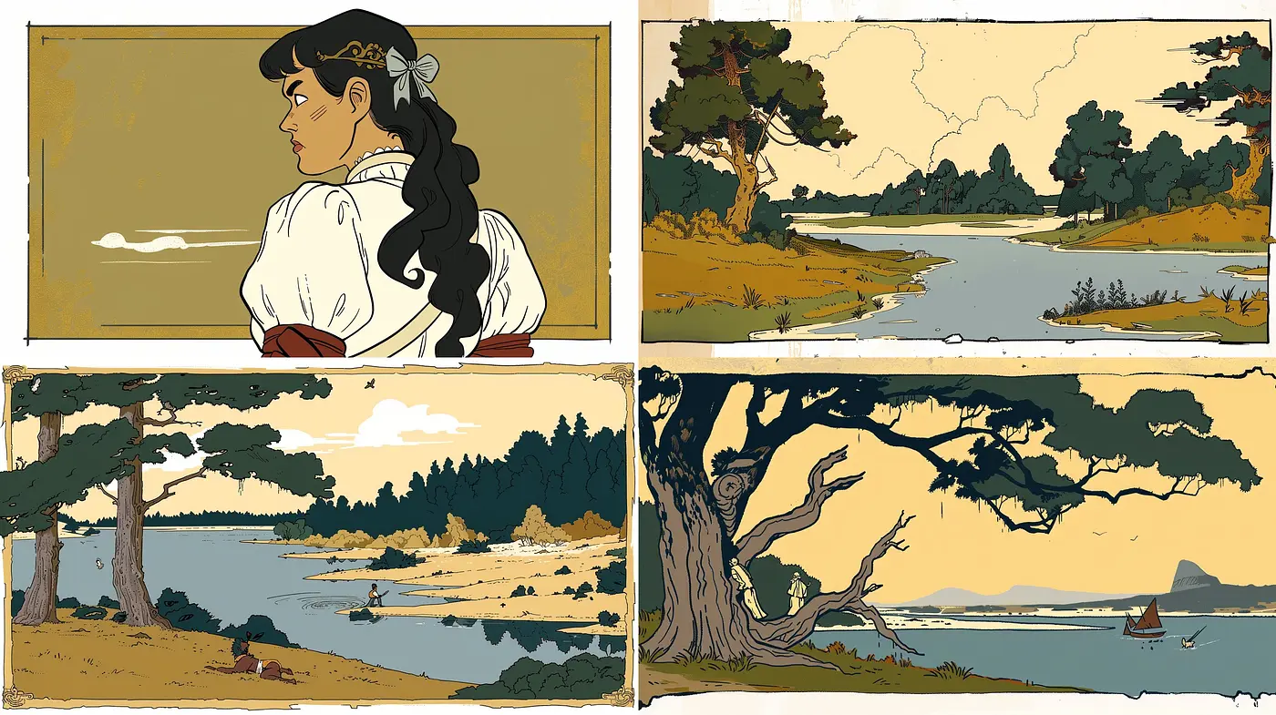 Timeless Serenity: A Homage to Vintage Japanese Woodblock Prints Through Digital Illustration - Midjourney sref style