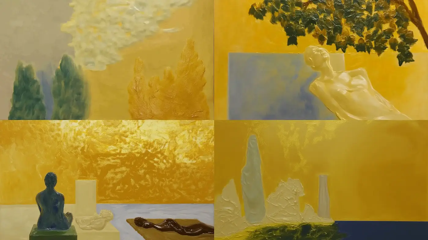 Golden Hour Contemplative Hues and Classic Sculptural Forms - Midjourney sref style