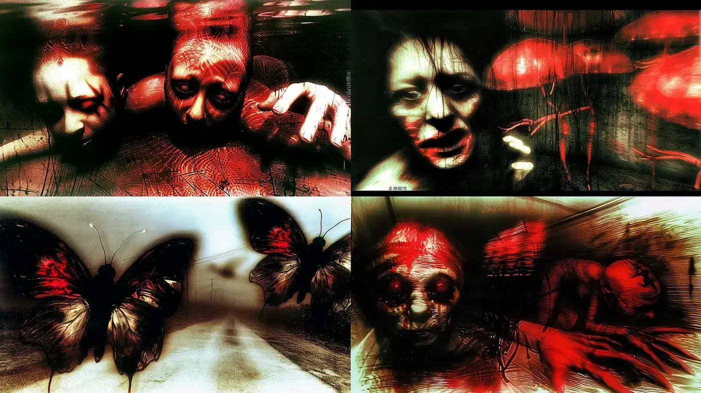 Dark and Surreal Visual Narrative with Eerie Undertones - Midjourney sref style