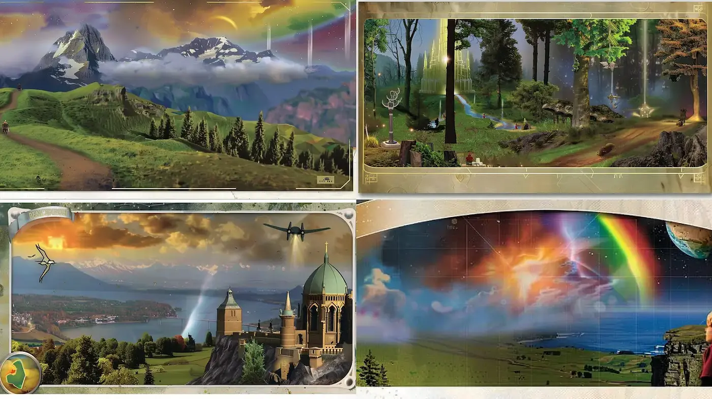 Mystical Landscapes with Surreal Elements and Vivid Colors - Midjourney sref style