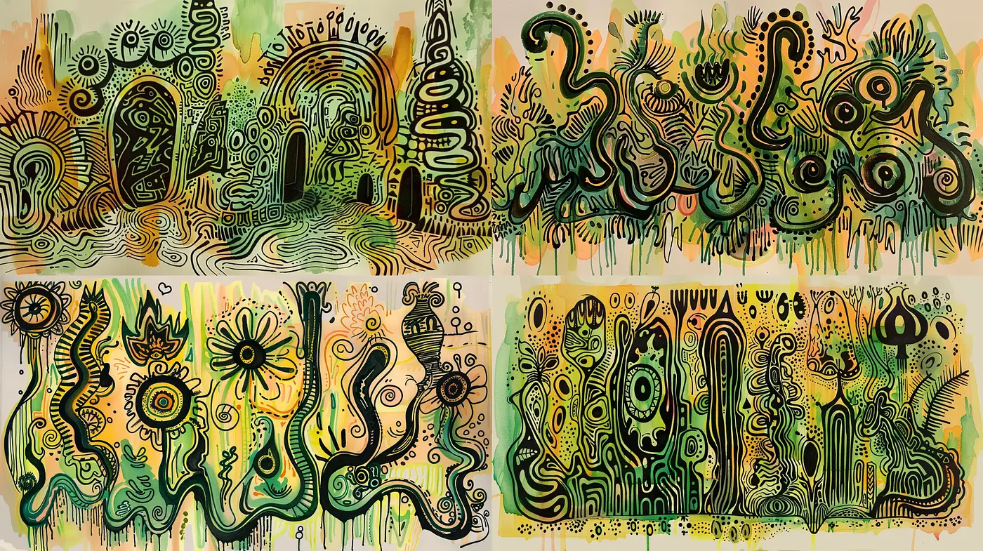 Grotesque Vivacity in Abstract Symbiosis - Midjourney sref style