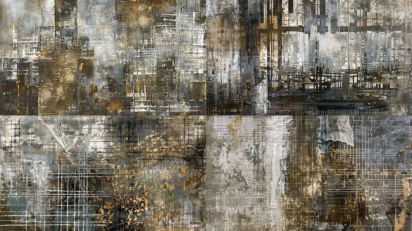 Abstract and Textured Compositions with a Modern Edge - Midjourney sref style