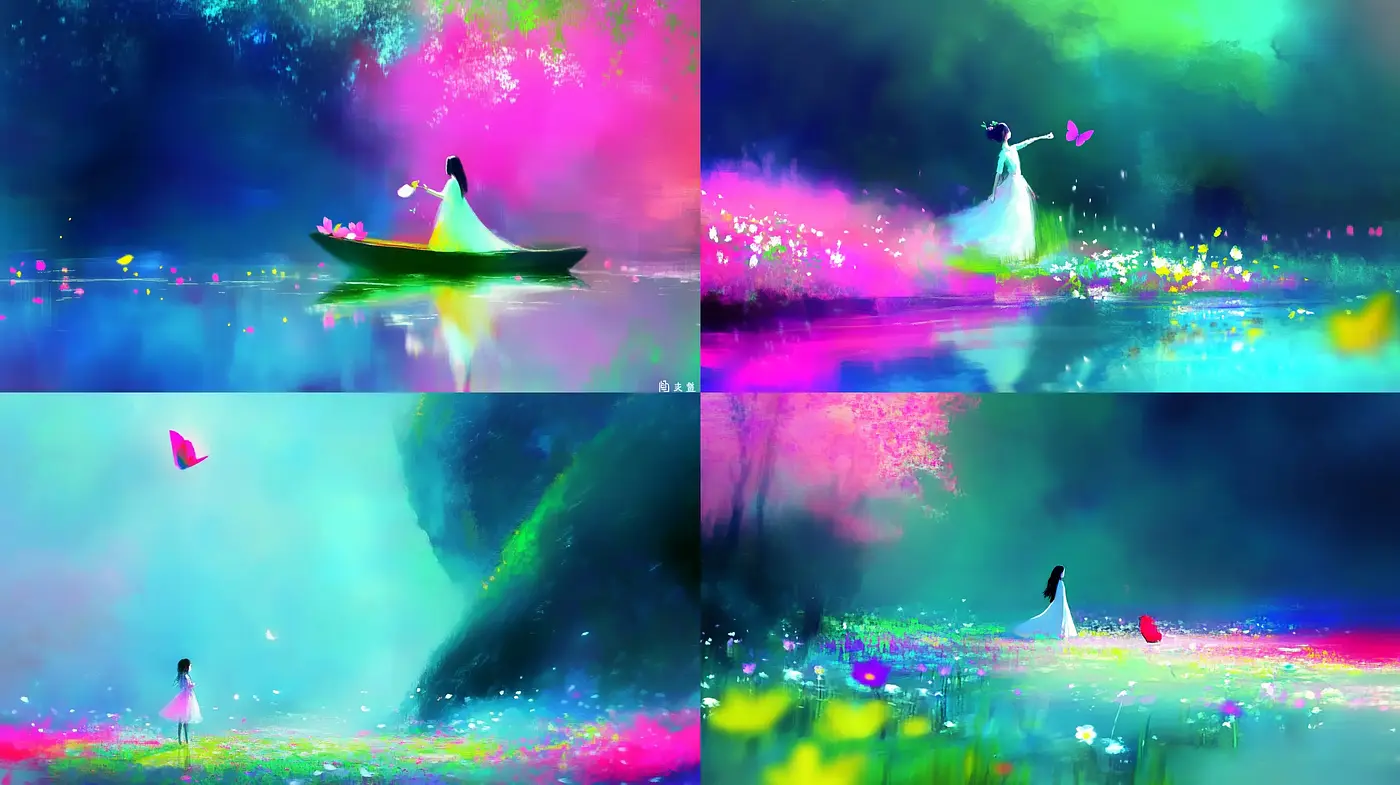 Ethereal Dreamscape Fusion with Neon Pastel Tones - Midjourney sref style