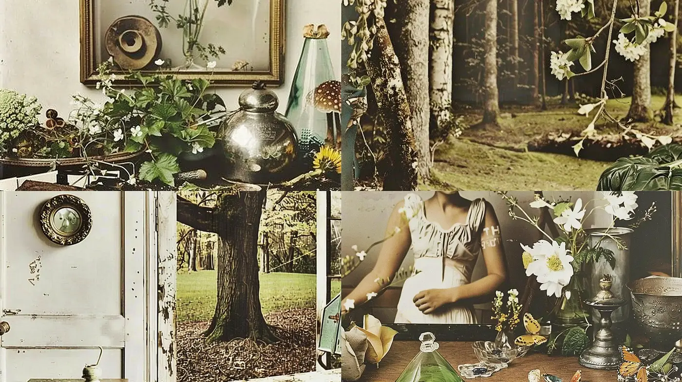 Sepia-Toned Pastoral Elegance with a Surreal Twist - Midjourney sref style