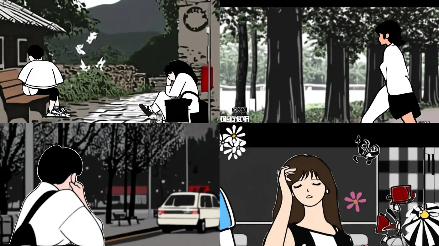 Monochrome Simplicity with Selective Color Highlights - Midjourney sref style