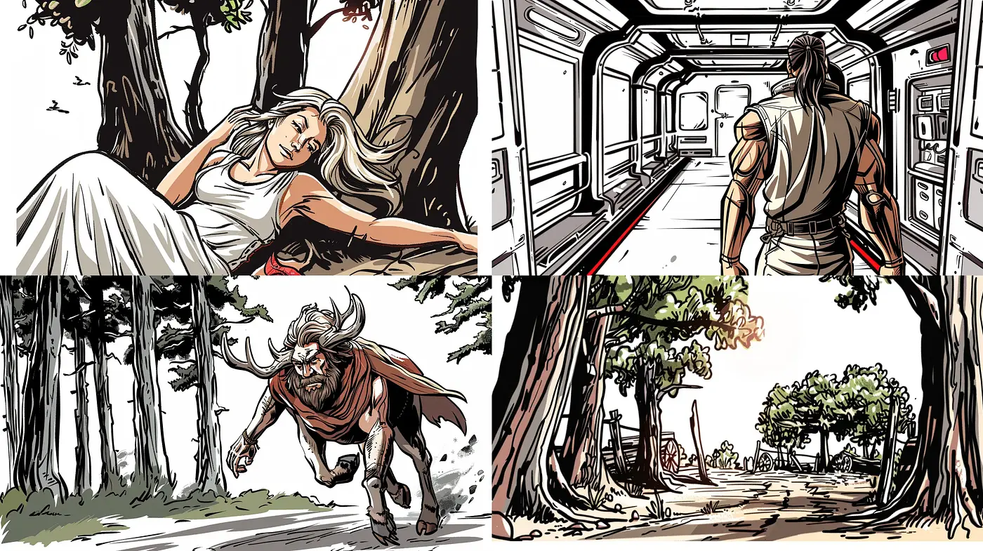 Dynamic Storytelling Through Stylized Illustrative Artwork - Midjourney sref style