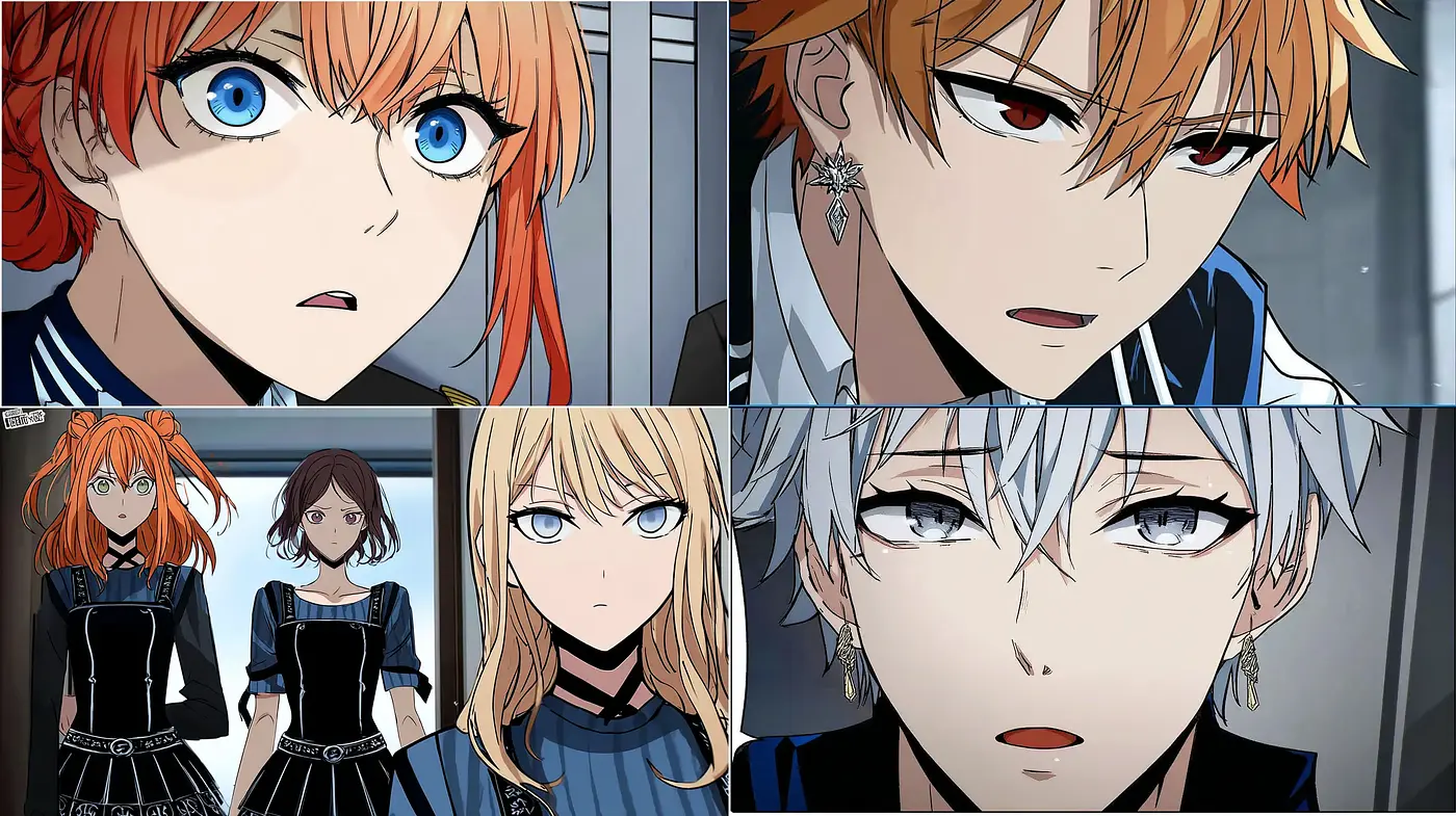Dynamic Character Expressions in Modern Anime-Inspired Art - Midjourney sref style