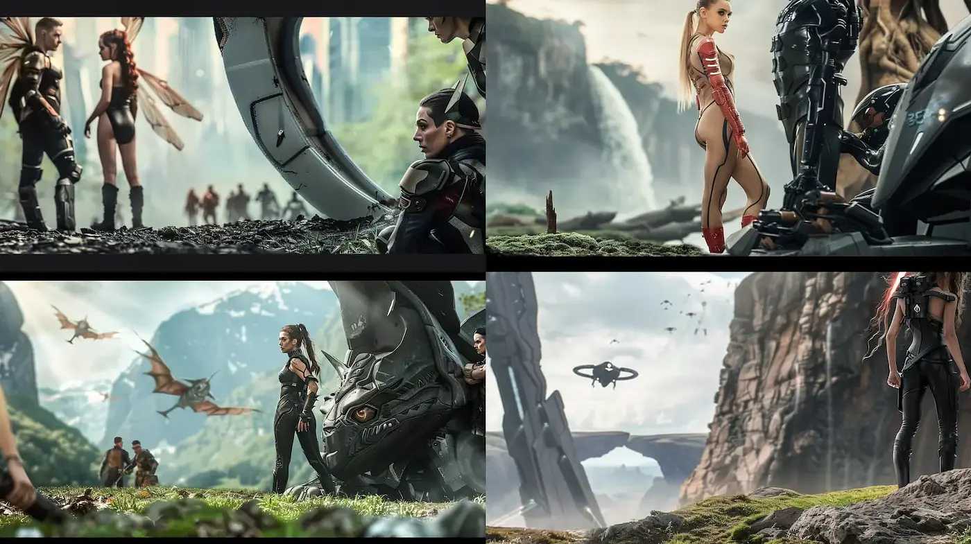 Futuristic Fantasy Landscapes with Rich Textures and Dynamic Composition - Midjourney sref style