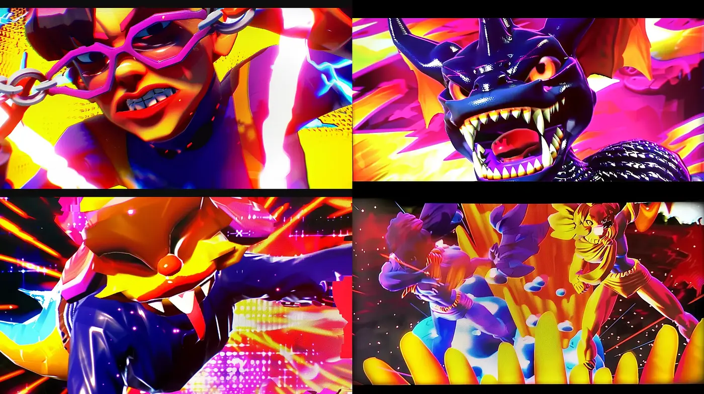 Saturated Neon Dreamscape: A Fusion of Hyperrealism and Graphic Novel Aesthetics - Midjourney sref style