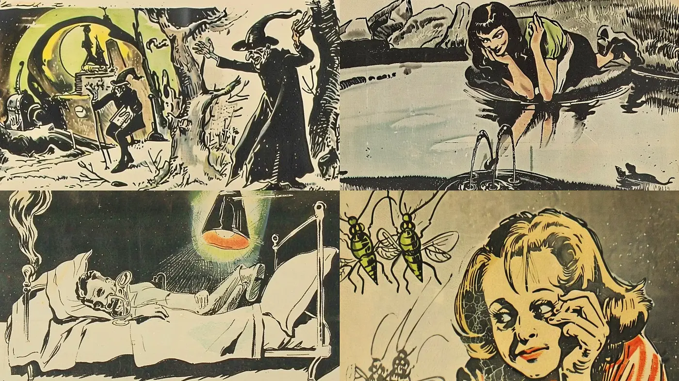 Noir-Inspired Vintage Comic Book Aesthetics - Midjourney sref style