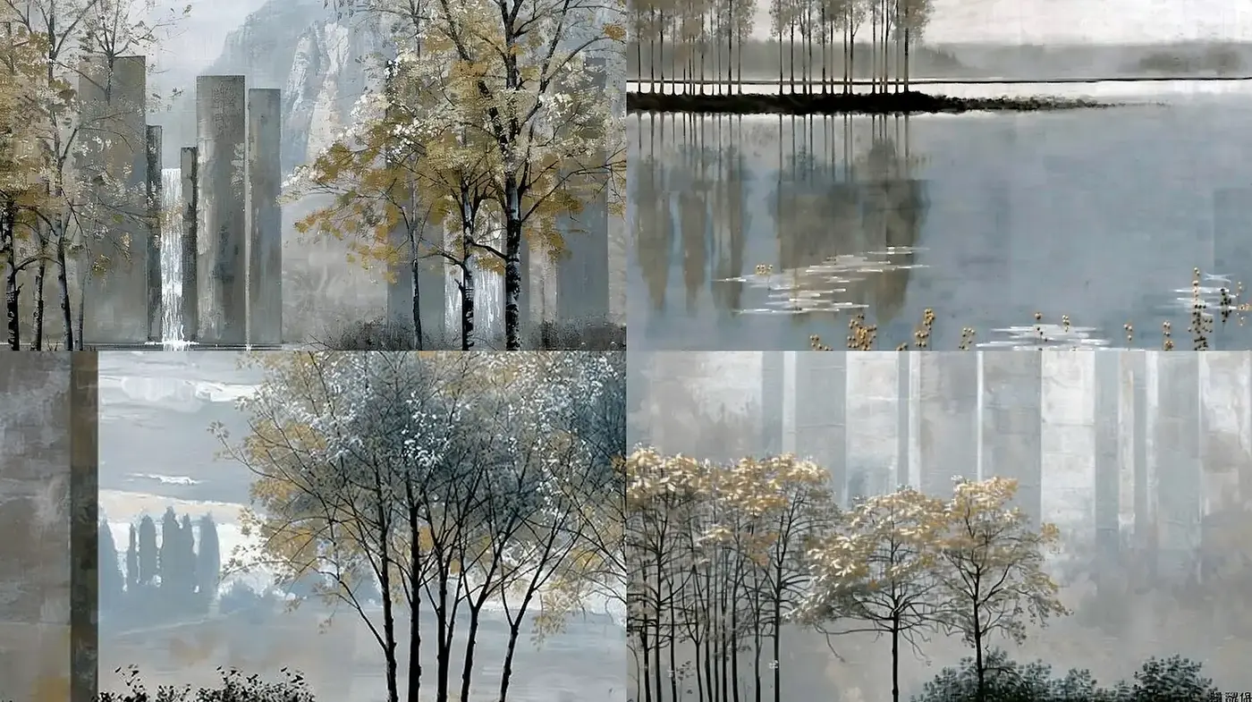 Serene and Minimalist Landscape Aesthetic with Subtle Textural Nuances - Midjourney sref style