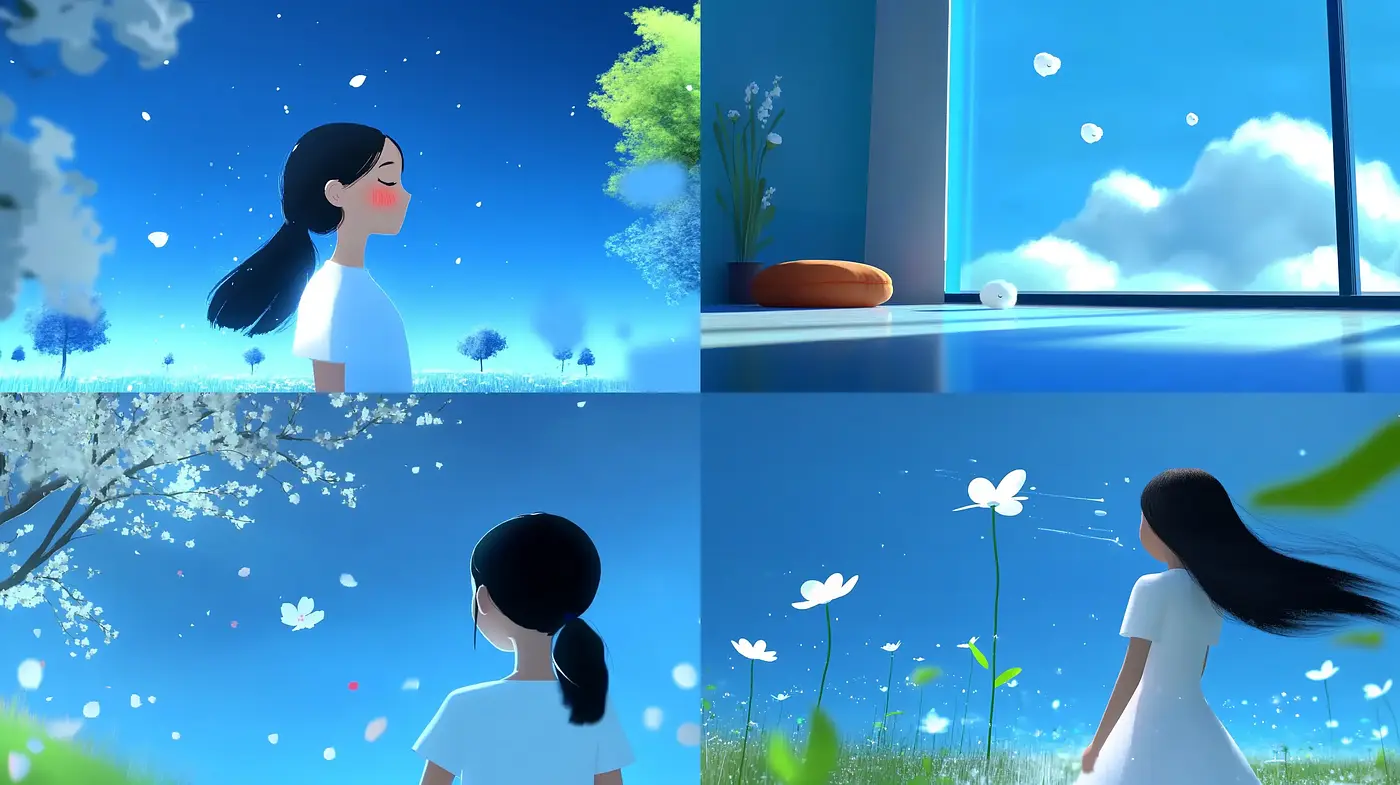 Serene Azure Dreamscape in Digital Brushstroke - Midjourney sref style