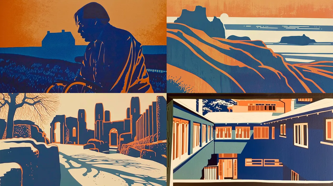 Retro-Graphic Illustration Series with Earthy Tonal Harmony - Midjourney sref style
