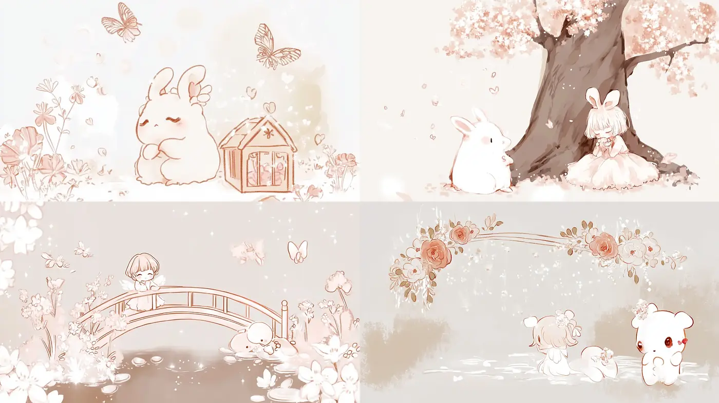 Whimsical Pastel Dreamscape with Nature-inspired Illustrations - Midjourney sref style