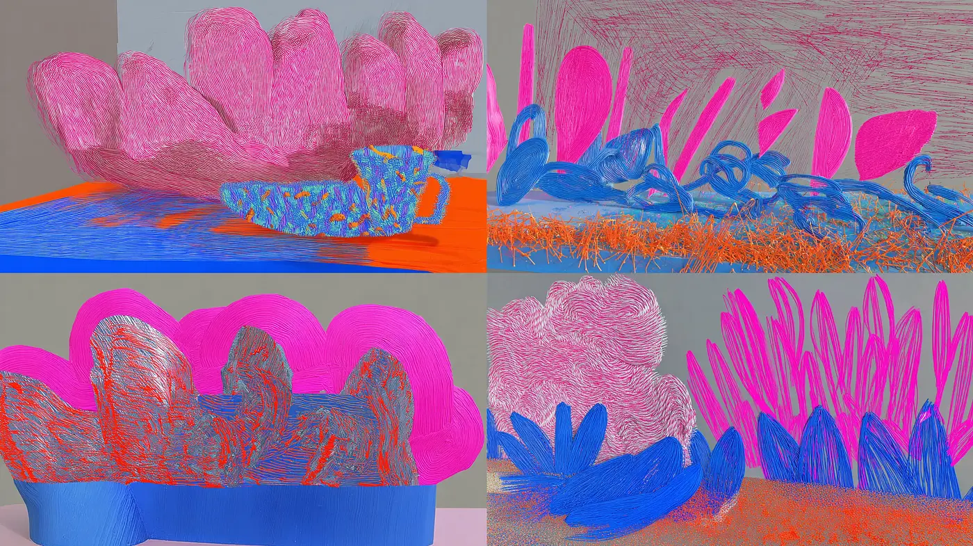 Vibrant abstract representation of nature in bold colors and textured strokes - Midjourney sref style