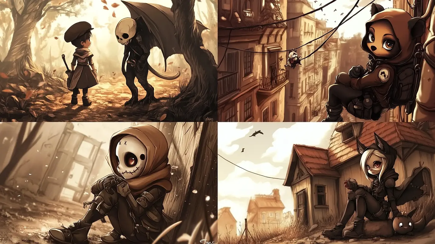 Whimsical Sepia-Toned Storybook Illustrations - Midjourney sref style