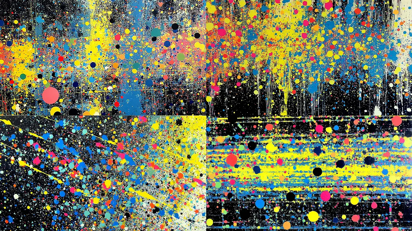 Dynamic and Vibrant Abstraction with a Playful Color Explosion - Midjourney sref style
